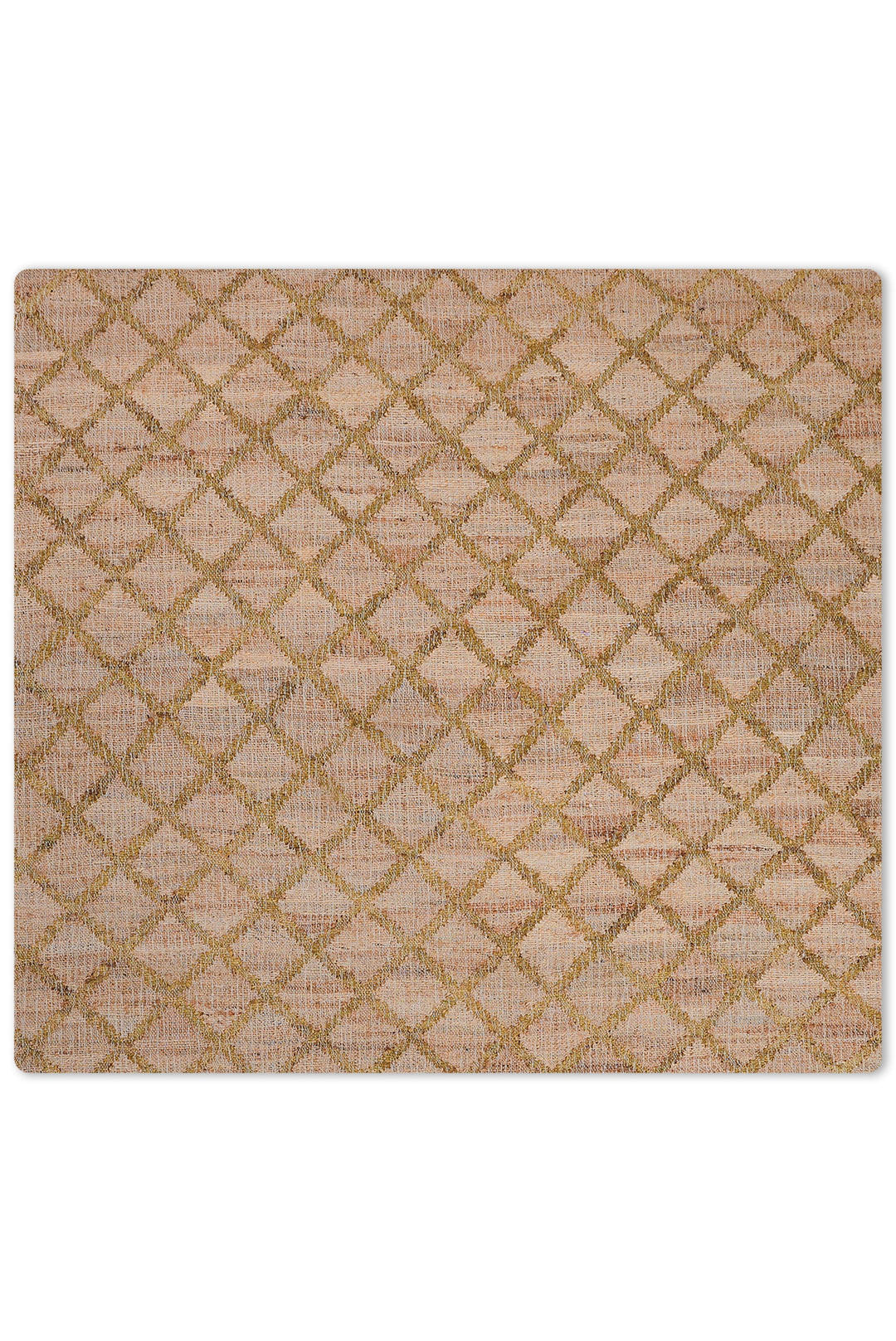 Beige & Gold Geometric Hand Woven Jute Flat Weave Kilim Rug