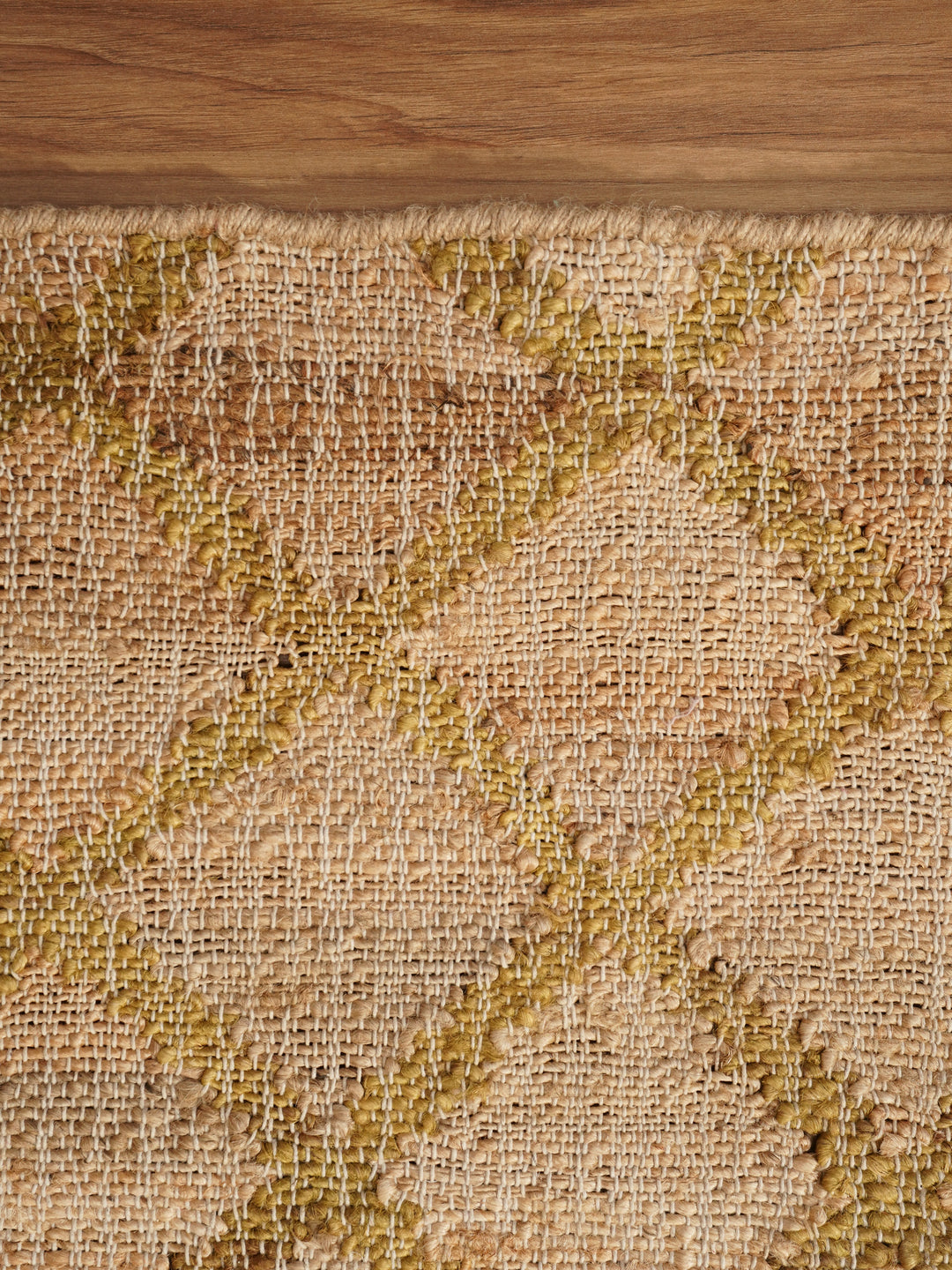 Beige & Gold Geometric Hand Woven Jute Flat Weave Kilim Rug