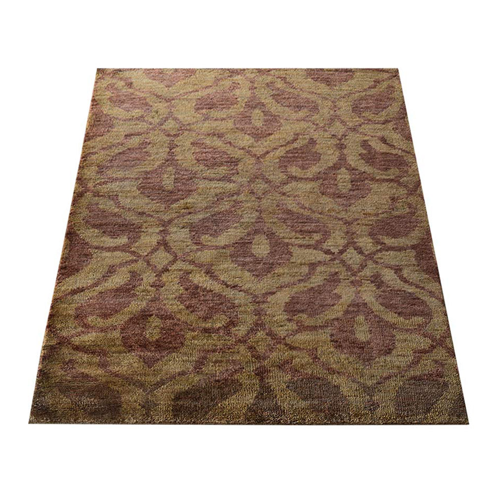 Hand-Knotted Brown Beige Jute Contemporary Rug