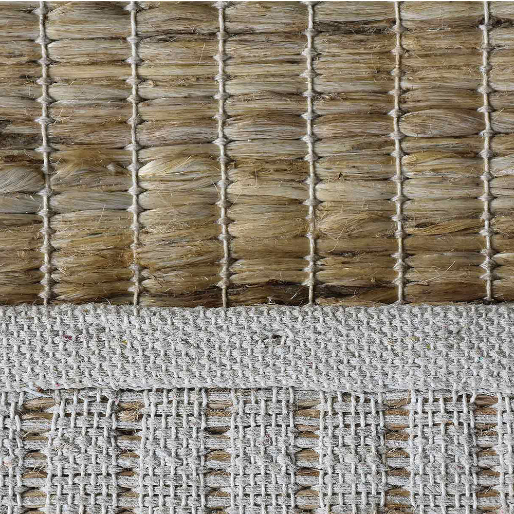 Beige Grid Texture Hand Woven Jute Rug – Contemporary Natural Style