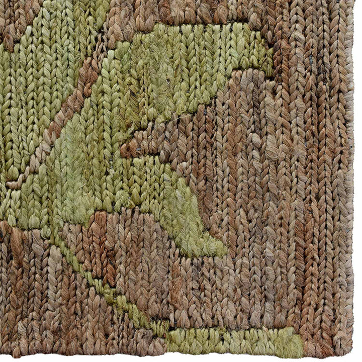 Beige Floral Hand Knotted Sumak Jute Rug with Artistic Botanical Design