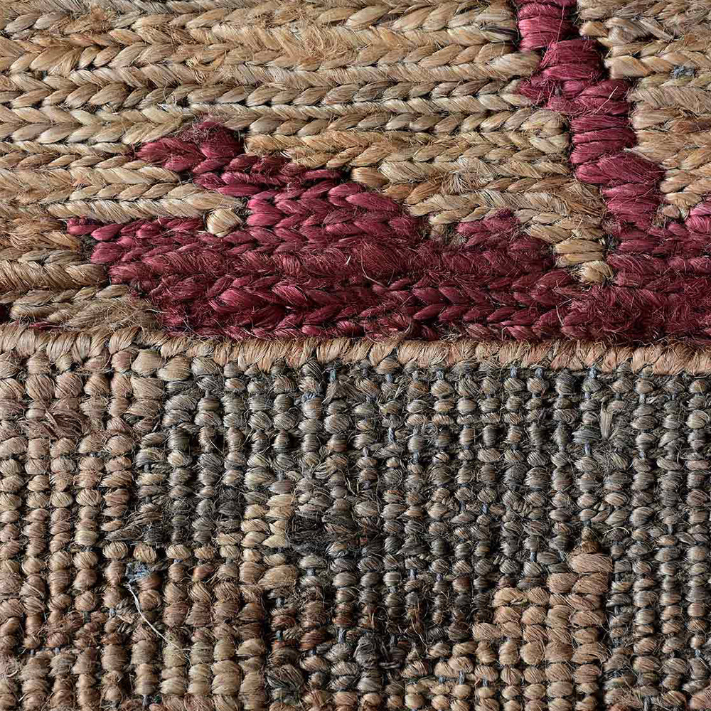 Beige Floral Hand Knotted Sumak Jute Rug with Artistic Botanical Design