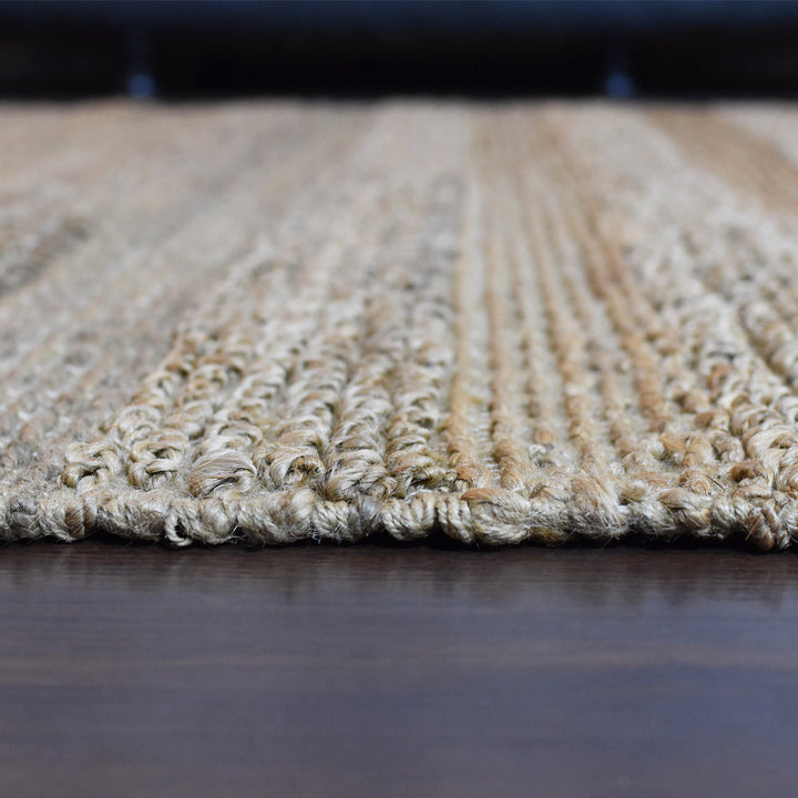 Modern Beige Handcrafted Jute Rug with Soft Textured Detailing
