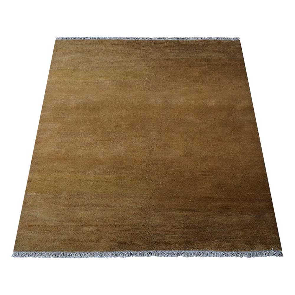 Gold Solid Hand Knotted Jute Rug with Elegant Minimalist Finish