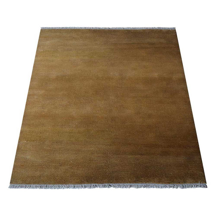 Gold Solid Hand Knotted Jute Rug with Elegant Minimalist Finish