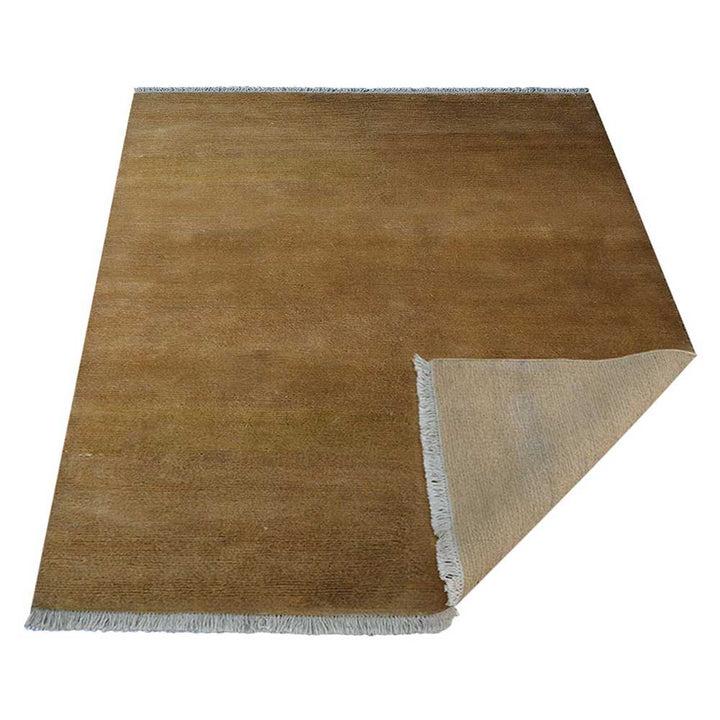 Gold Solid Hand Knotted Jute Rug with Elegant Minimalist Finish
