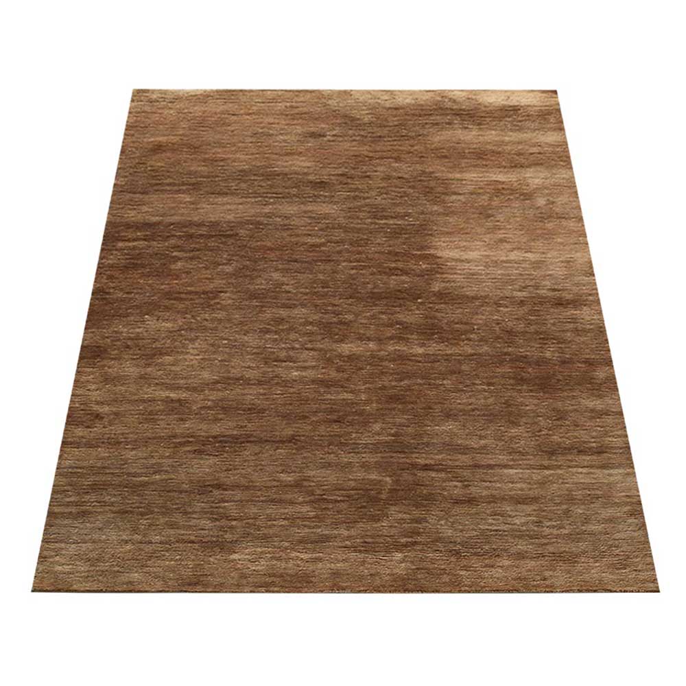 Beige Solid Hand Knotted Jute Rug with Minimalist Contemporary Design