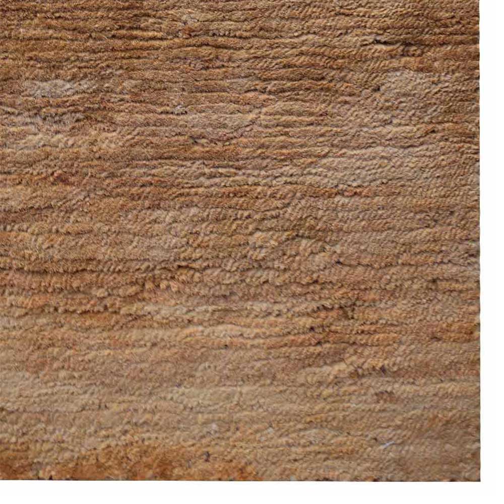 Beige Solid Hand Knotted Jute Rug with Minimalist Contemporary Design