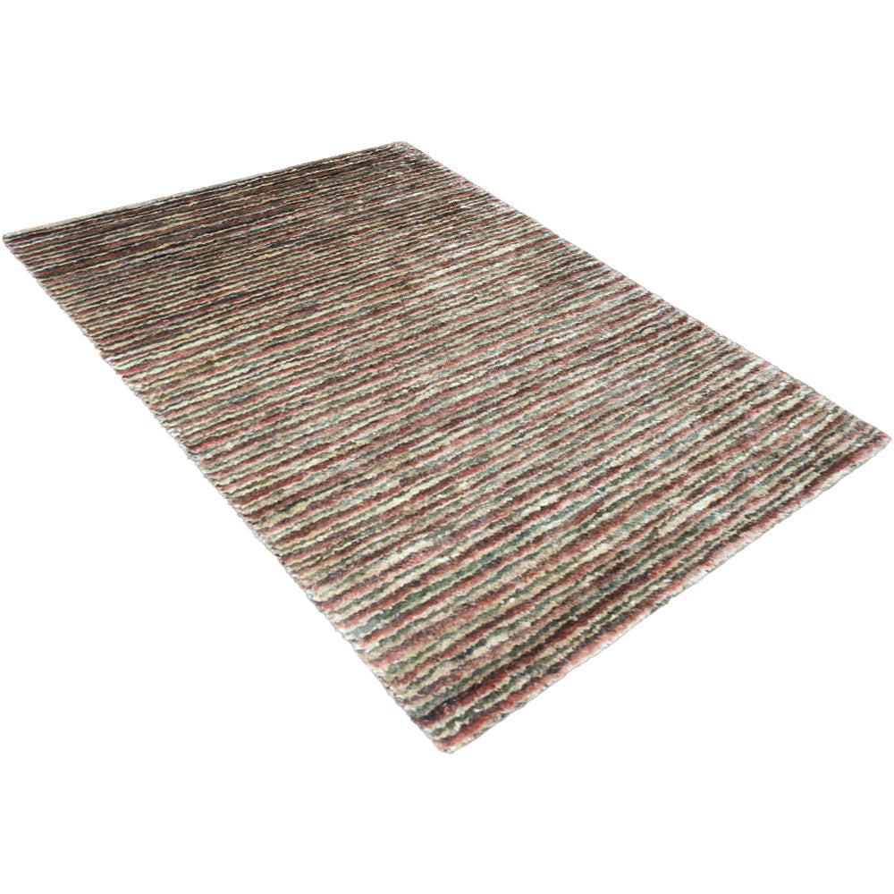 Multicolor Contemporary Hand Knotted Jute Rug with Textured Striped Design
