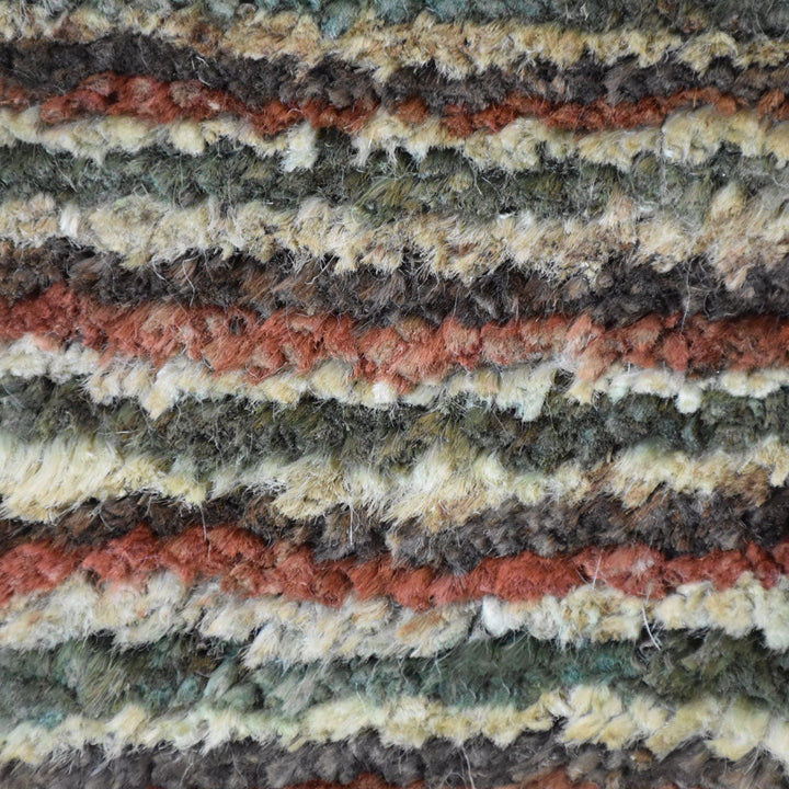 Multicolor Contemporary Hand Knotted Jute Rug with Textured Striped Design