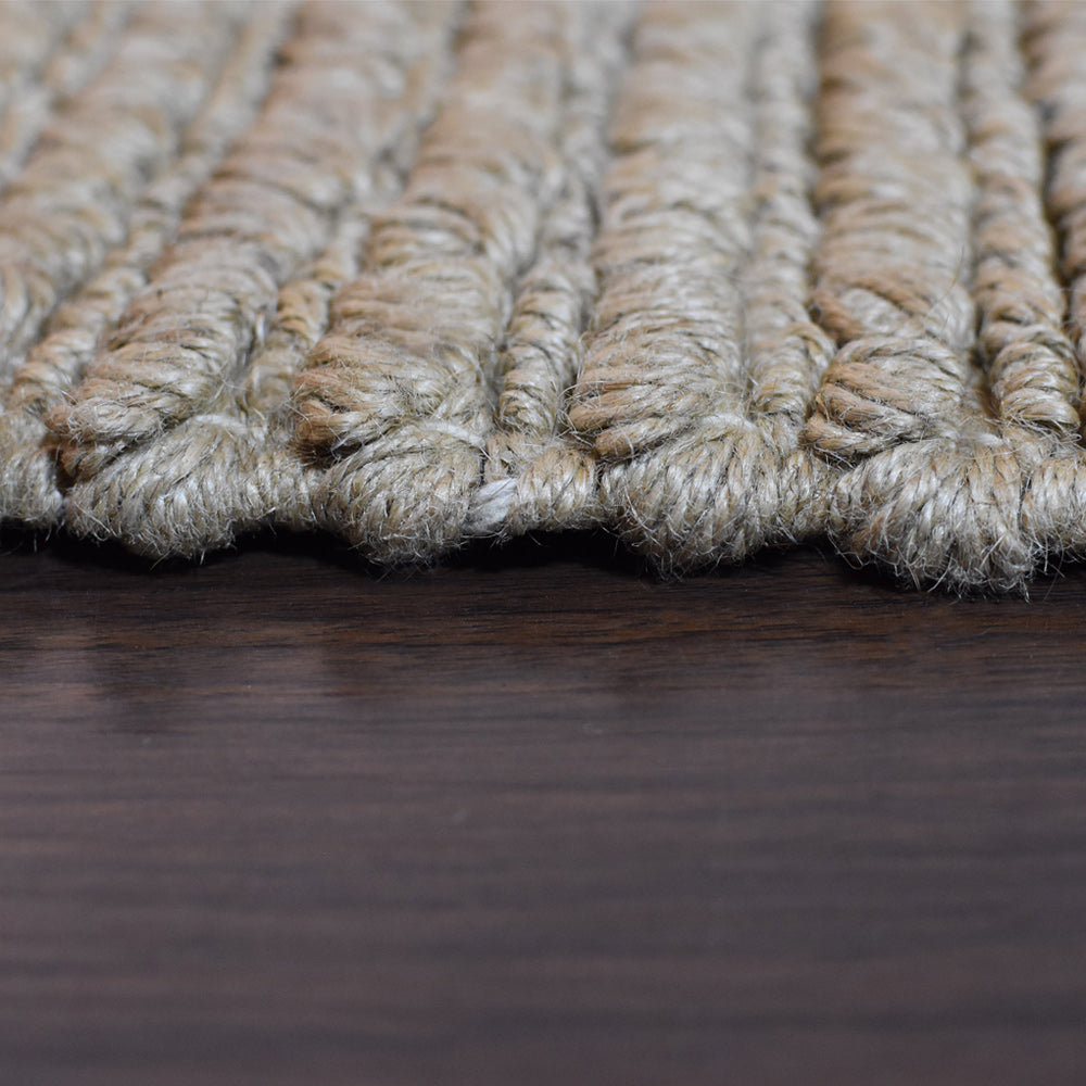 Beige Solid Hand Woven Jute Rug for Modern & Minimal Interiors