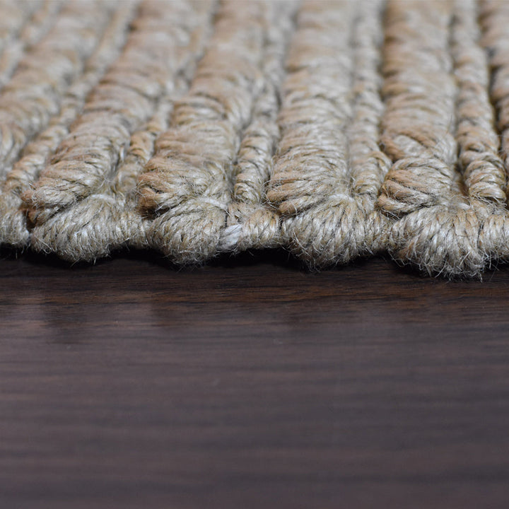 Beige Solid Hand Woven Jute Rug for Modern & Minimal Interiors