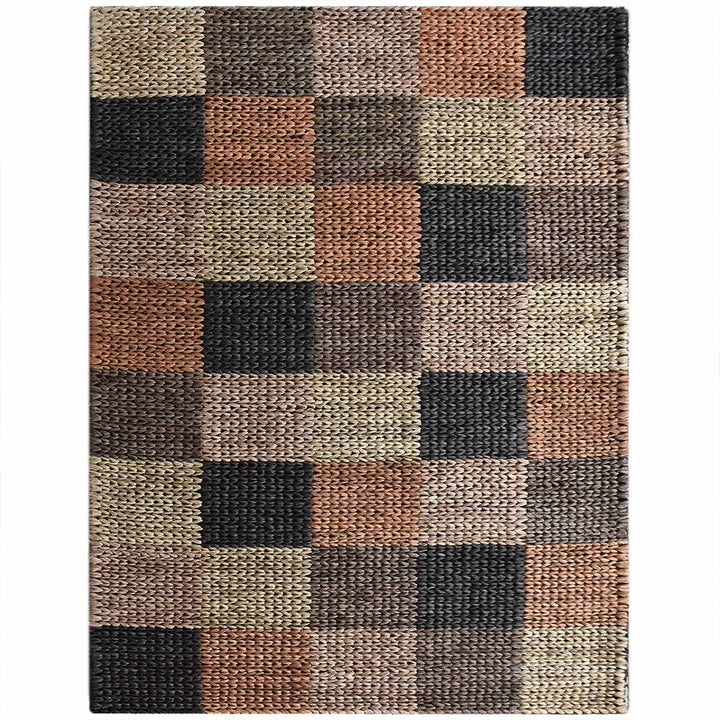 Multicolor Geometric Patchwork Jute Rug for Modern Living Spaces