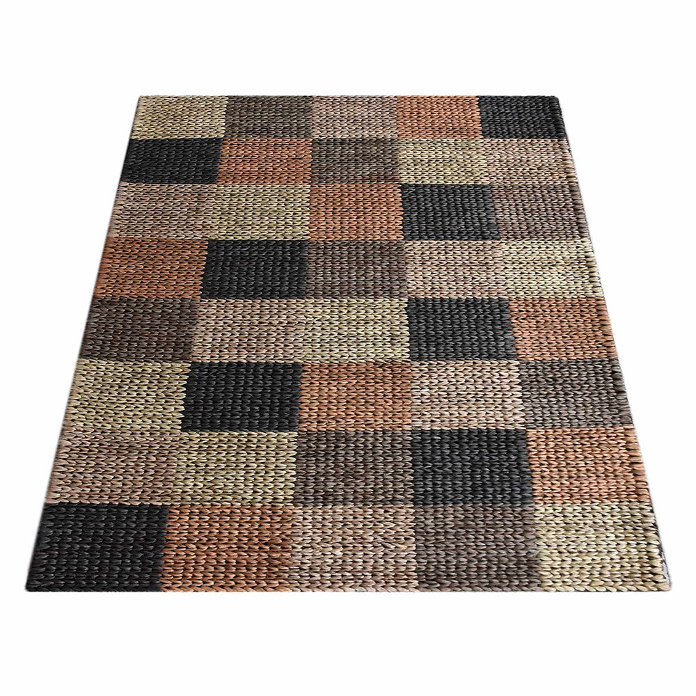 Multicolor Geometric Patchwork Jute Rug for Modern Living Spaces