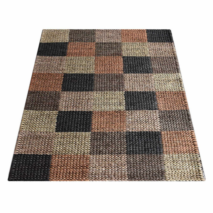 Multicolor Geometric Patchwork Jute Rug for Modern Living Spaces
