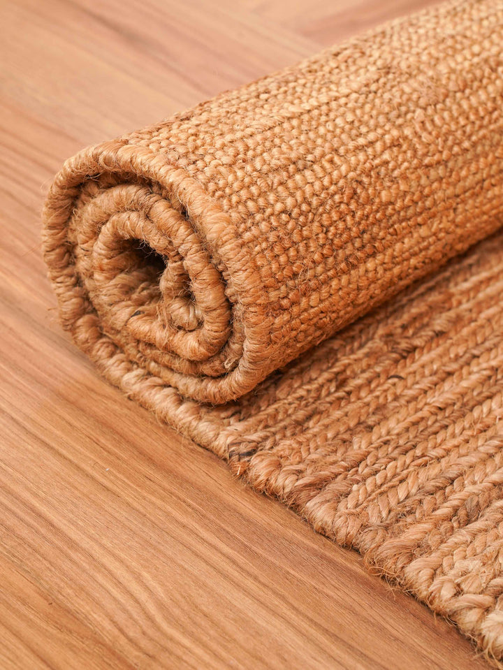 Beige Hand Knotted Jute Sumak Rug for Minimal & Contemporary Spaces
