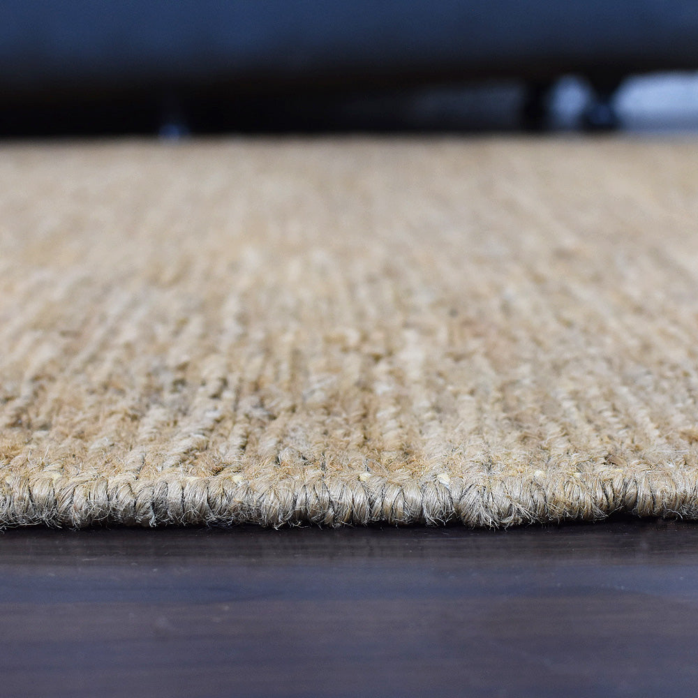 Natural Beige Solid Jute Rug for Minimal & Everyday Living