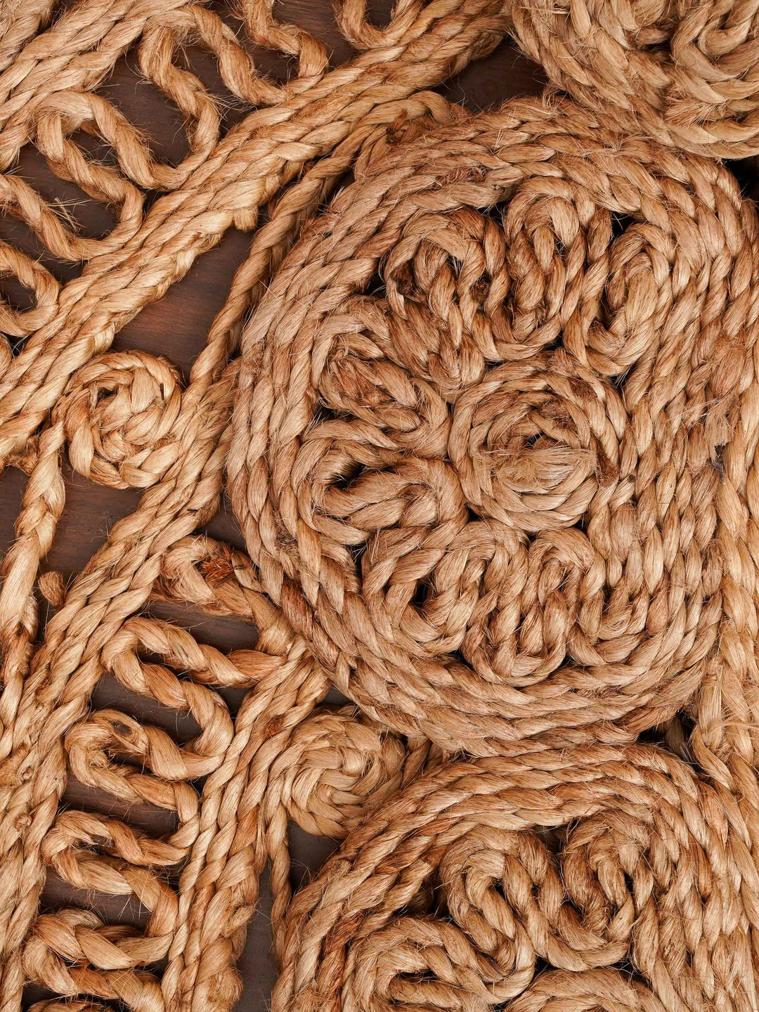 Beige Hand Woven Jute Oriental Rug with Decorative Floral Border