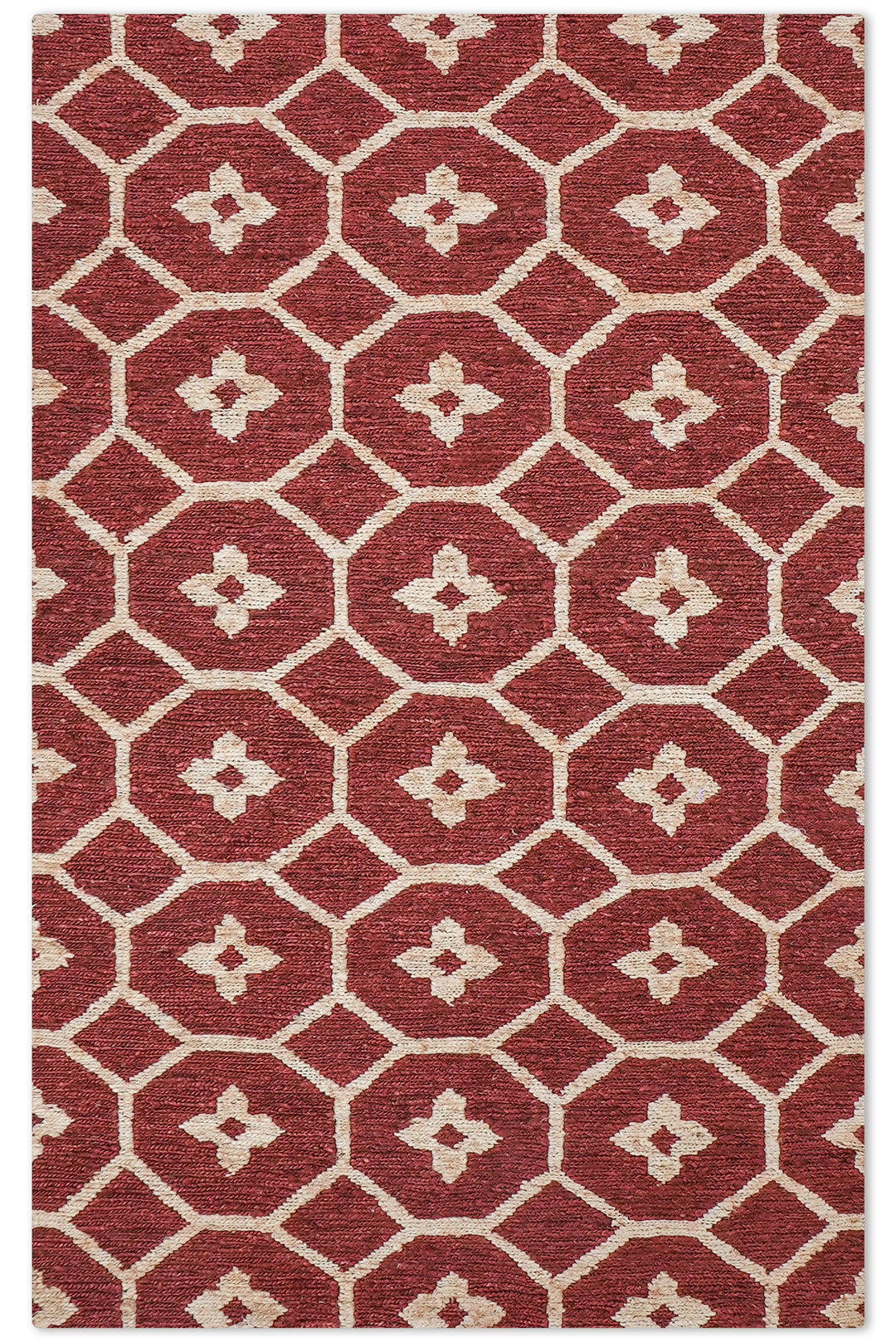 Red & Beige Floral Jute Sumak Rug for Elegant Living Spaces