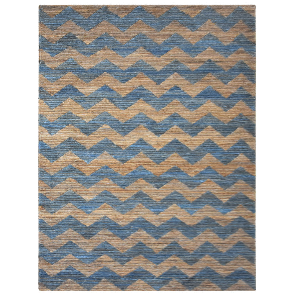 Gray & Brown Zigzag Jute Sumak Rug for Contemporary Living Spaces