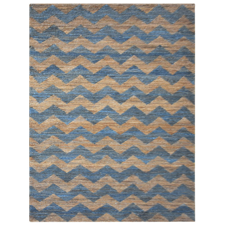 Gray & Brown Zigzag Jute Sumak Rug for Contemporary Living Spaces