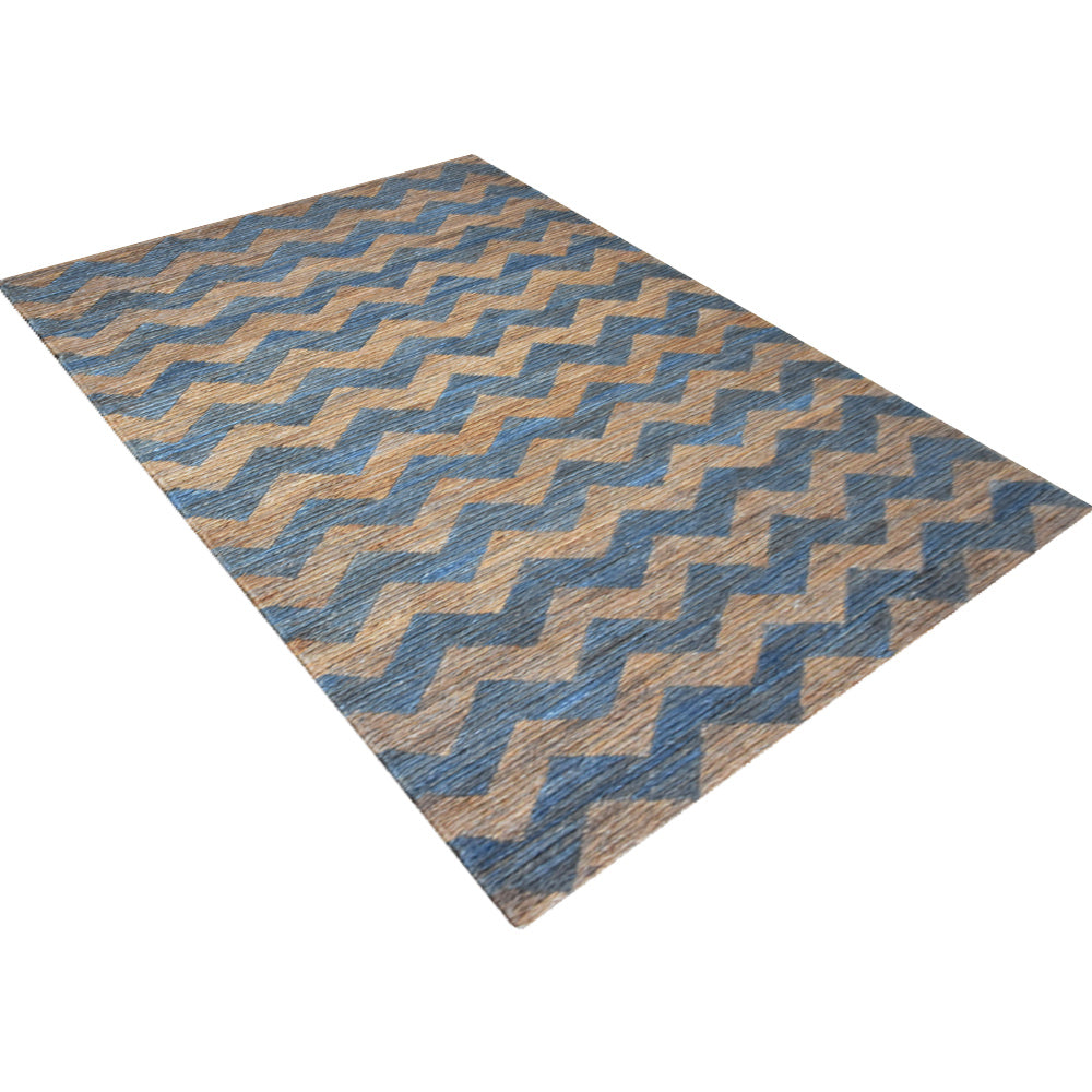 Gray & Brown Zigzag Jute Sumak Rug for Contemporary Living Spaces