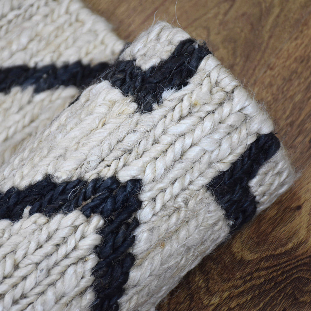 Beige & Black Geometric Jute Sumak Rug for Modern Living Spaces