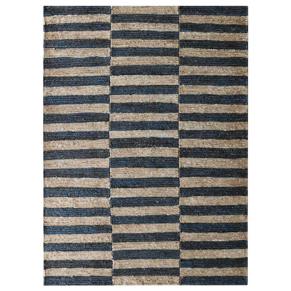 Beige & Charcoal Striped Jute Sumak Rug for Modern Interiors