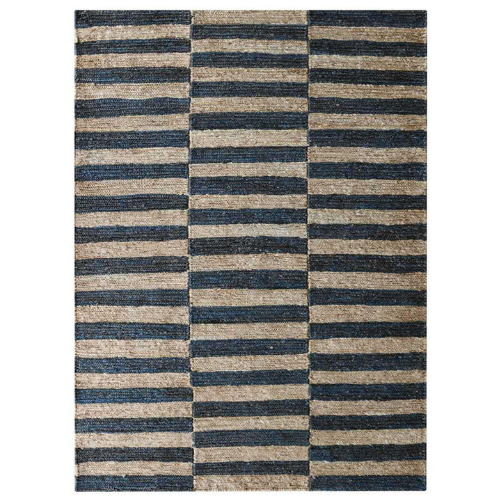 Beige & Charcoal Striped Jute Sumak Rug for Modern Interiors