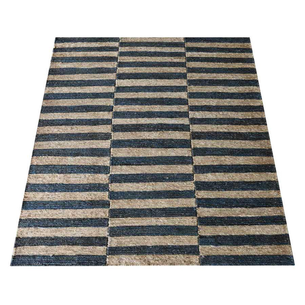 Beige & Charcoal Striped Jute Sumak Rug for Modern Interiors