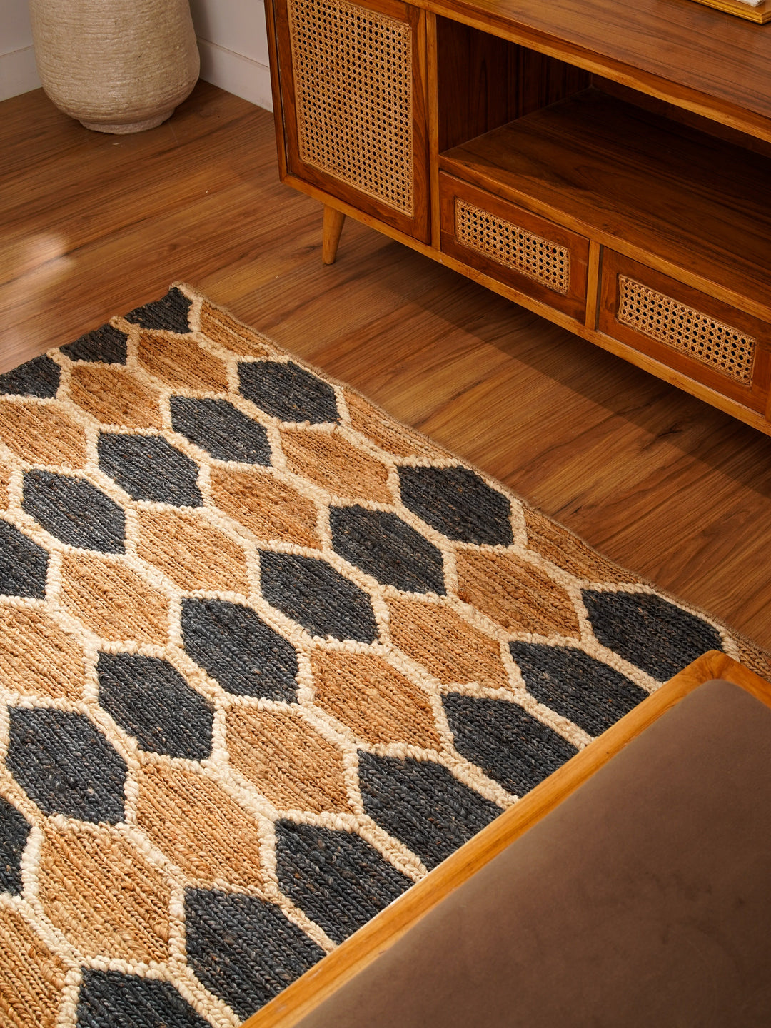 Multicolor Geometric Jute Sumak Rug for Contemporary & Eclectic Spaces