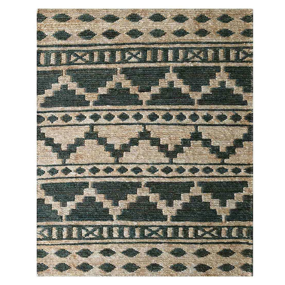 Beige & Green Sumak Jute Rug for Contemporary and Rustic Interiors