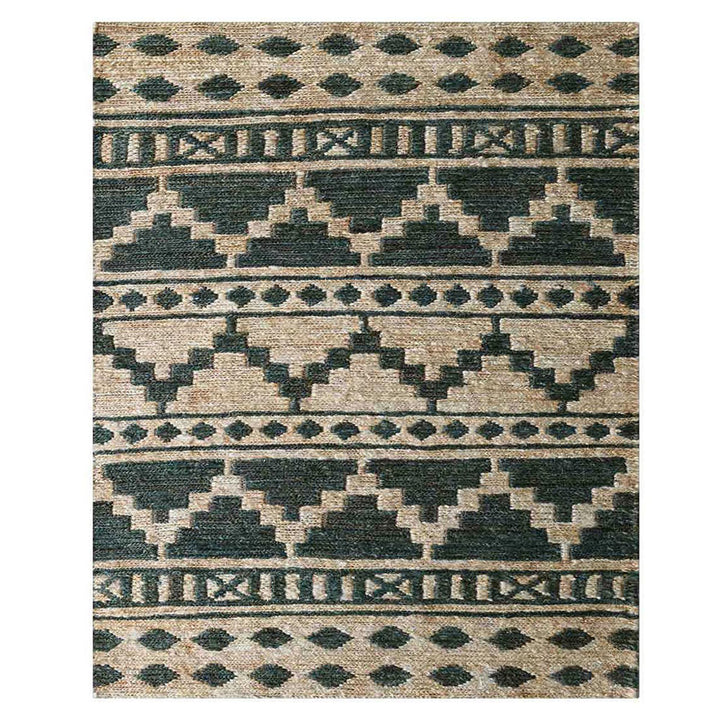 Beige & Green Sumak Jute Rug for Contemporary and Rustic Interiors