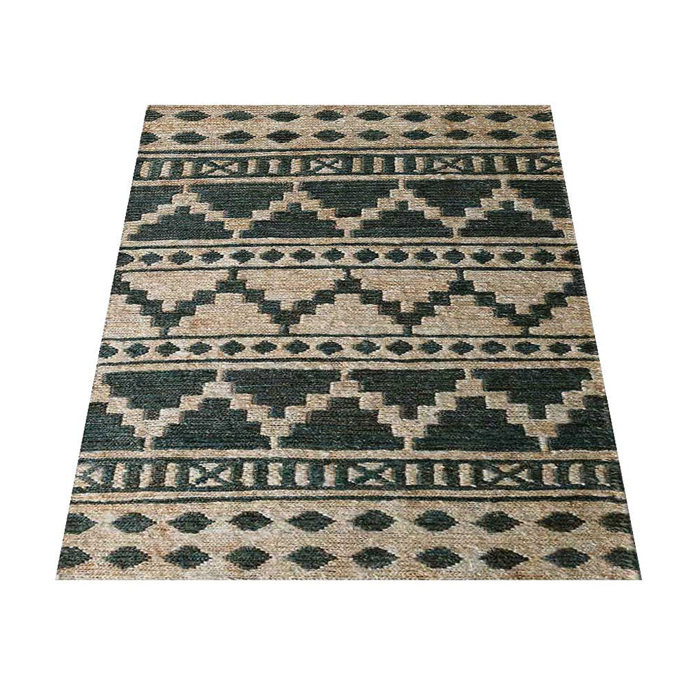 Beige & Green Sumak Jute Rug for Contemporary and Rustic Interiors