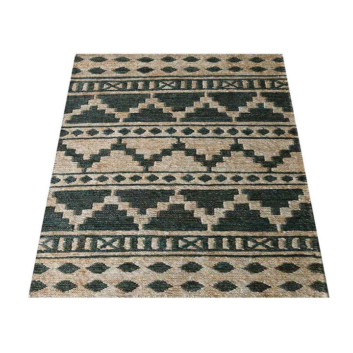 Beige & Green Sumak Jute Rug for Contemporary and Rustic Interiors