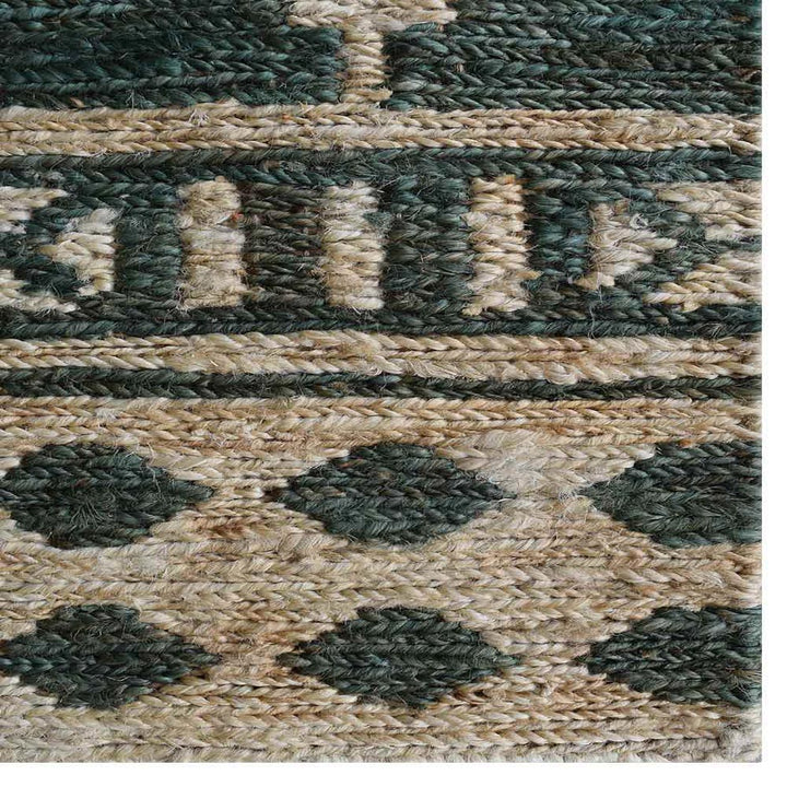 Beige & Green Sumak Jute Rug for Contemporary and Rustic Interiors