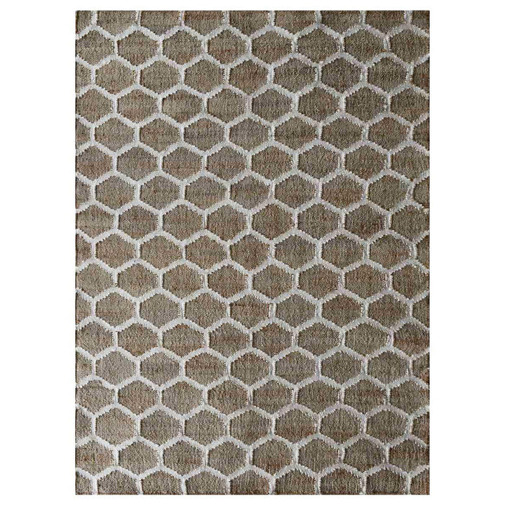 Natural Brown & Beige Jute Honeycomb Rug for Contemporary Living Spaces
