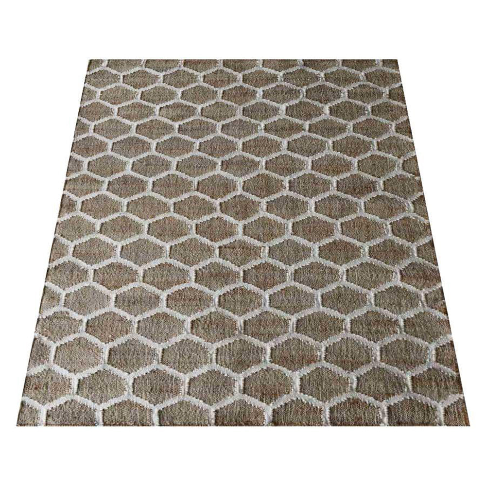 Natural Brown & Beige Jute Honeycomb Rug for Contemporary Living Spaces