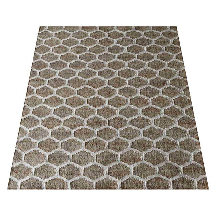 Natural Brown & Beige Jute Honeycomb Rug for Contemporary Living Spaces
