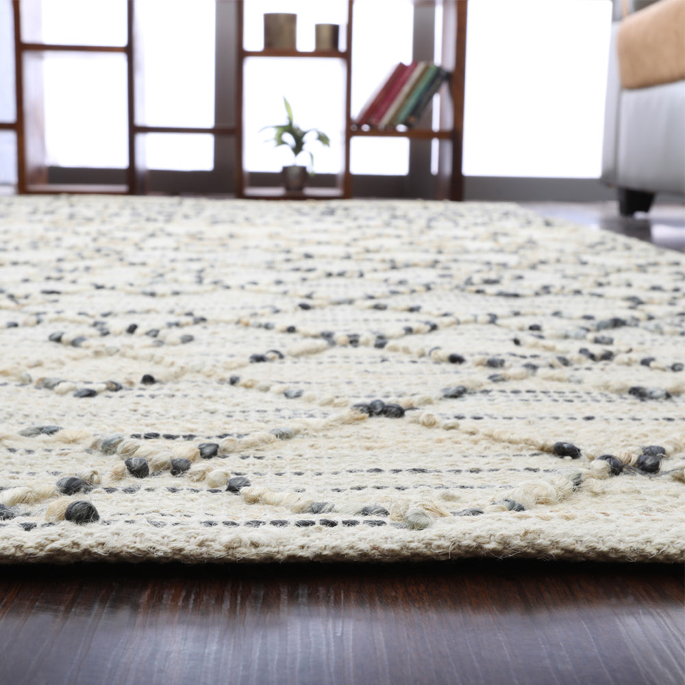 Beige Patterned Jute Area Rug for Modern & Elegant Interiors