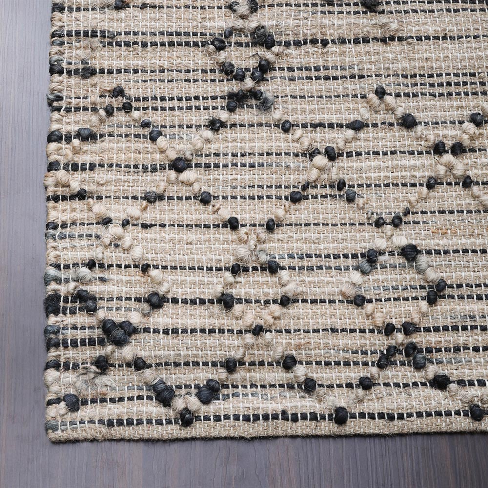 Beige Patterned Jute Area Rug for Modern & Elegant Interiors
