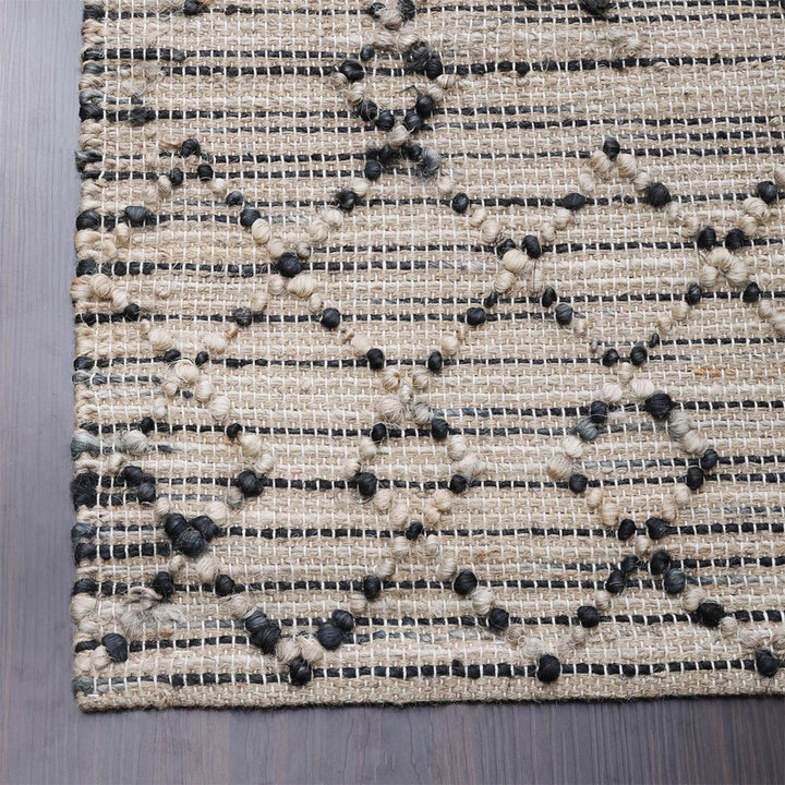 Beige Patterned Jute Area Rug for Modern & Elegant Interiors