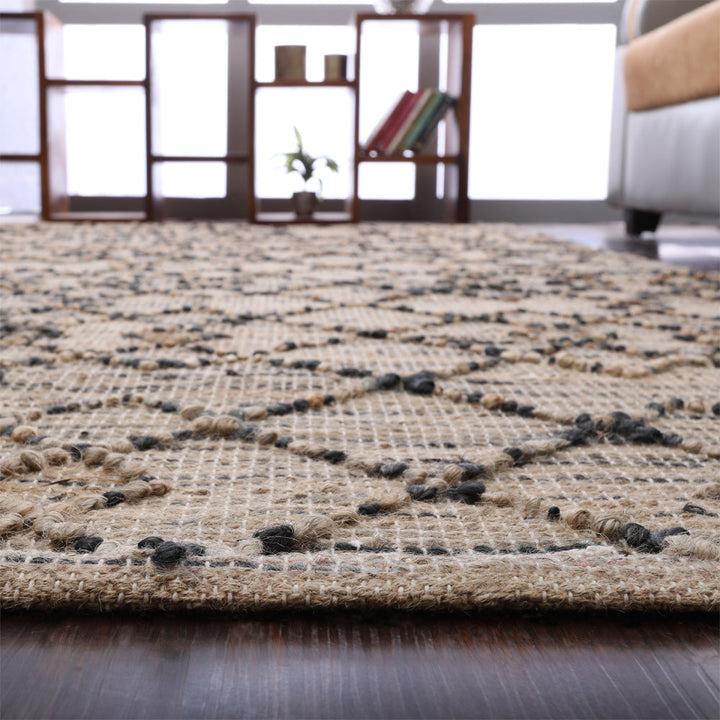 Beige Patterned Jute Area Rug for Modern & Elegant Interiors