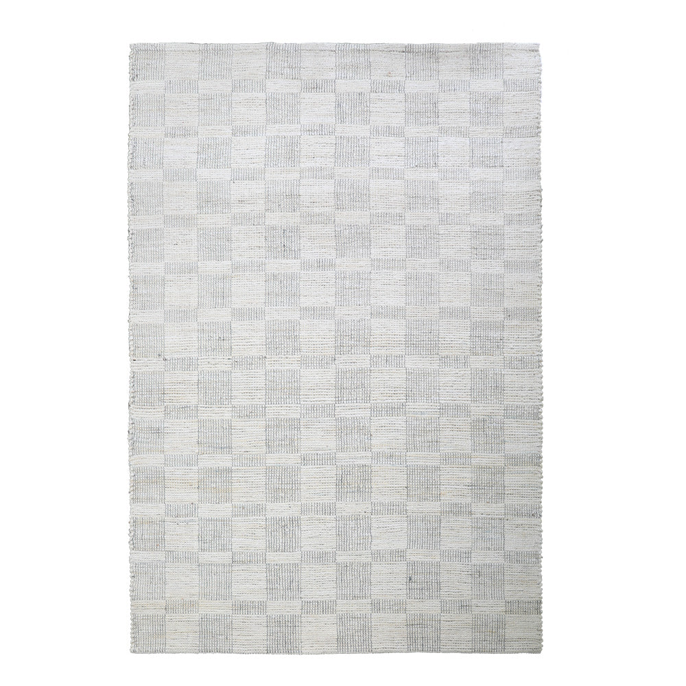 Beige Checkered Jute Area Rug for Modern & Minimal Interiors