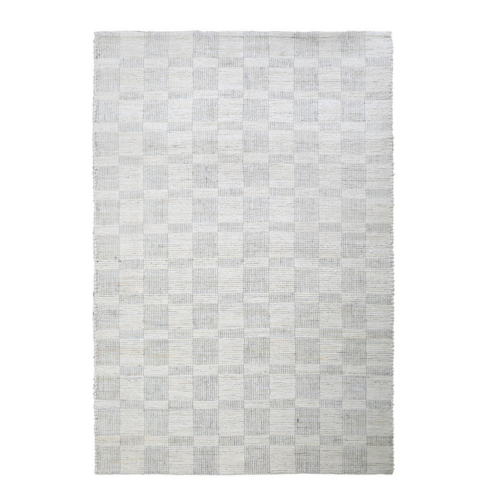 Beige Checkered Jute Area Rug for Modern & Minimal Interiors