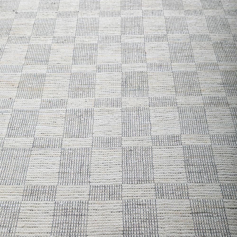 Beige Checkered Jute Area Rug for Modern & Minimal Interiors
