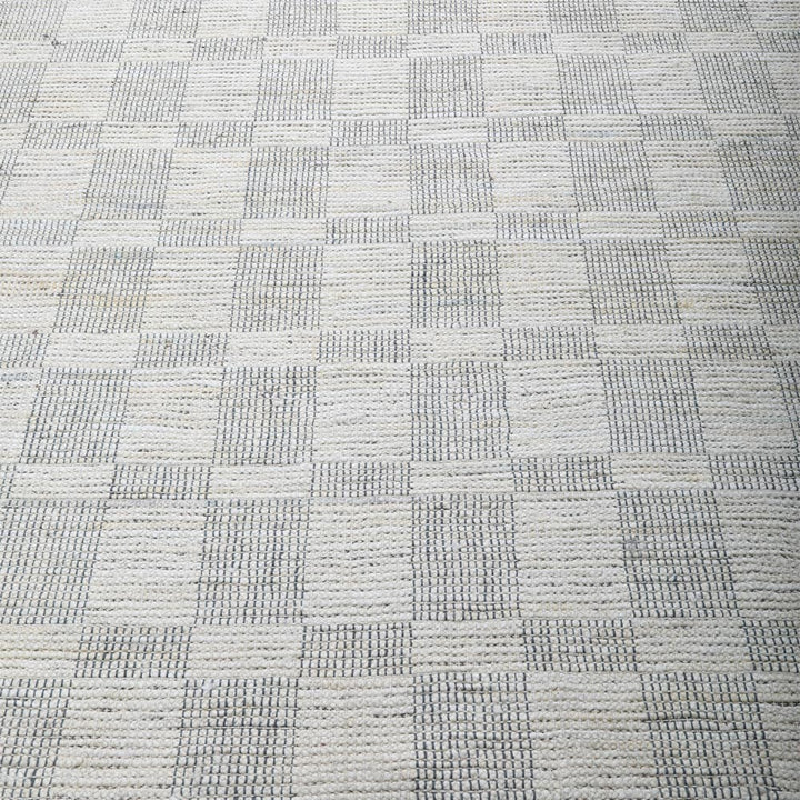 Beige Checkered Jute Area Rug for Modern & Minimal Interiors