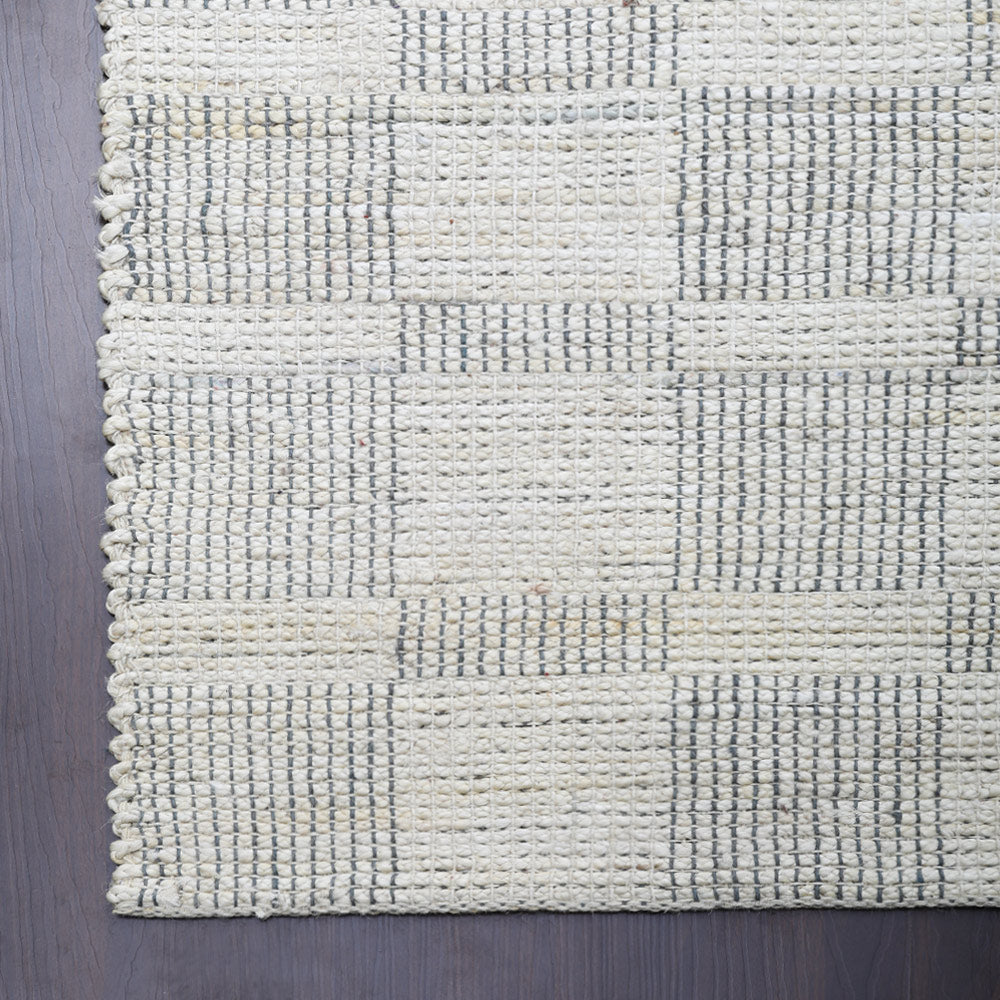 Beige Checkered Jute Area Rug for Modern & Minimal Interiors