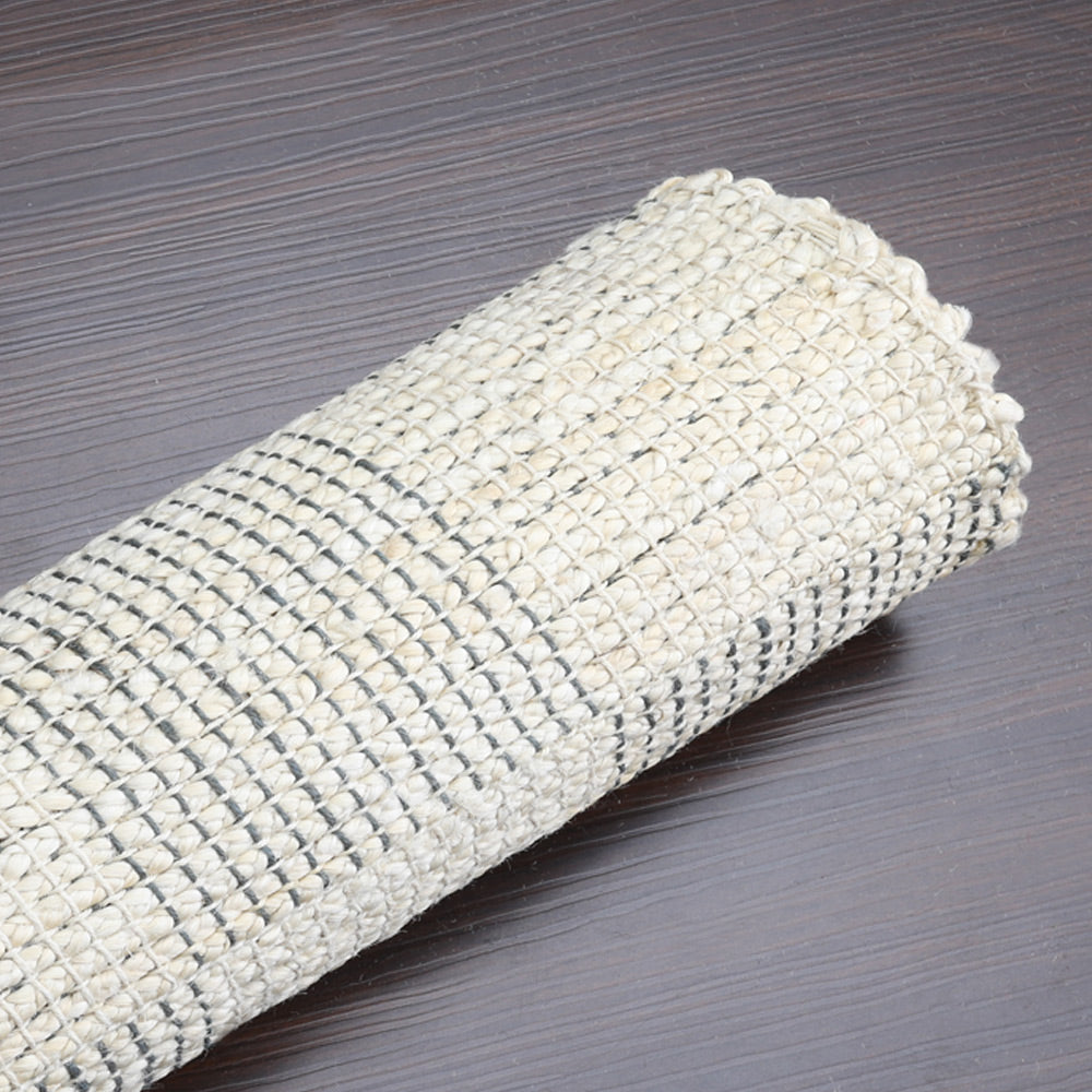 Beige Checkered Jute Area Rug for Modern & Minimal Interiors