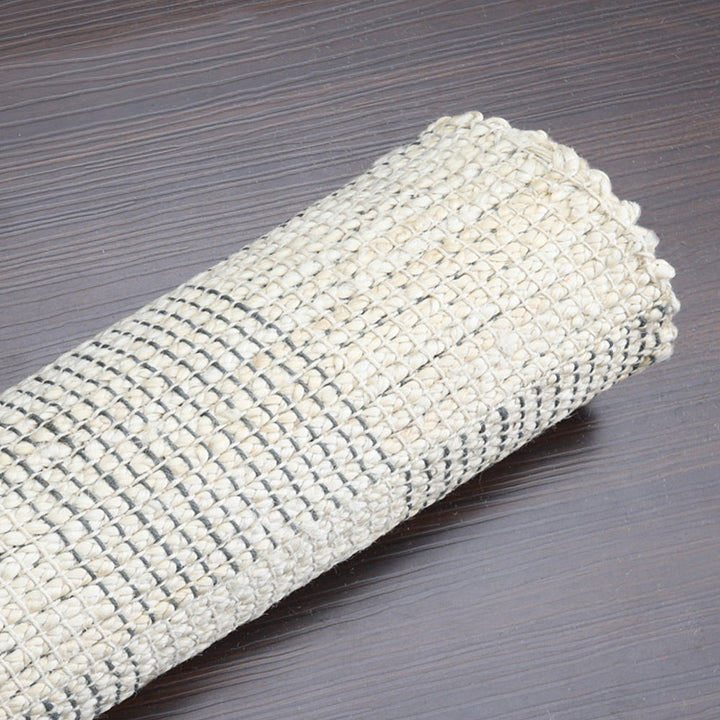 Beige Checkered Jute Area Rug for Modern & Minimal Interiors
